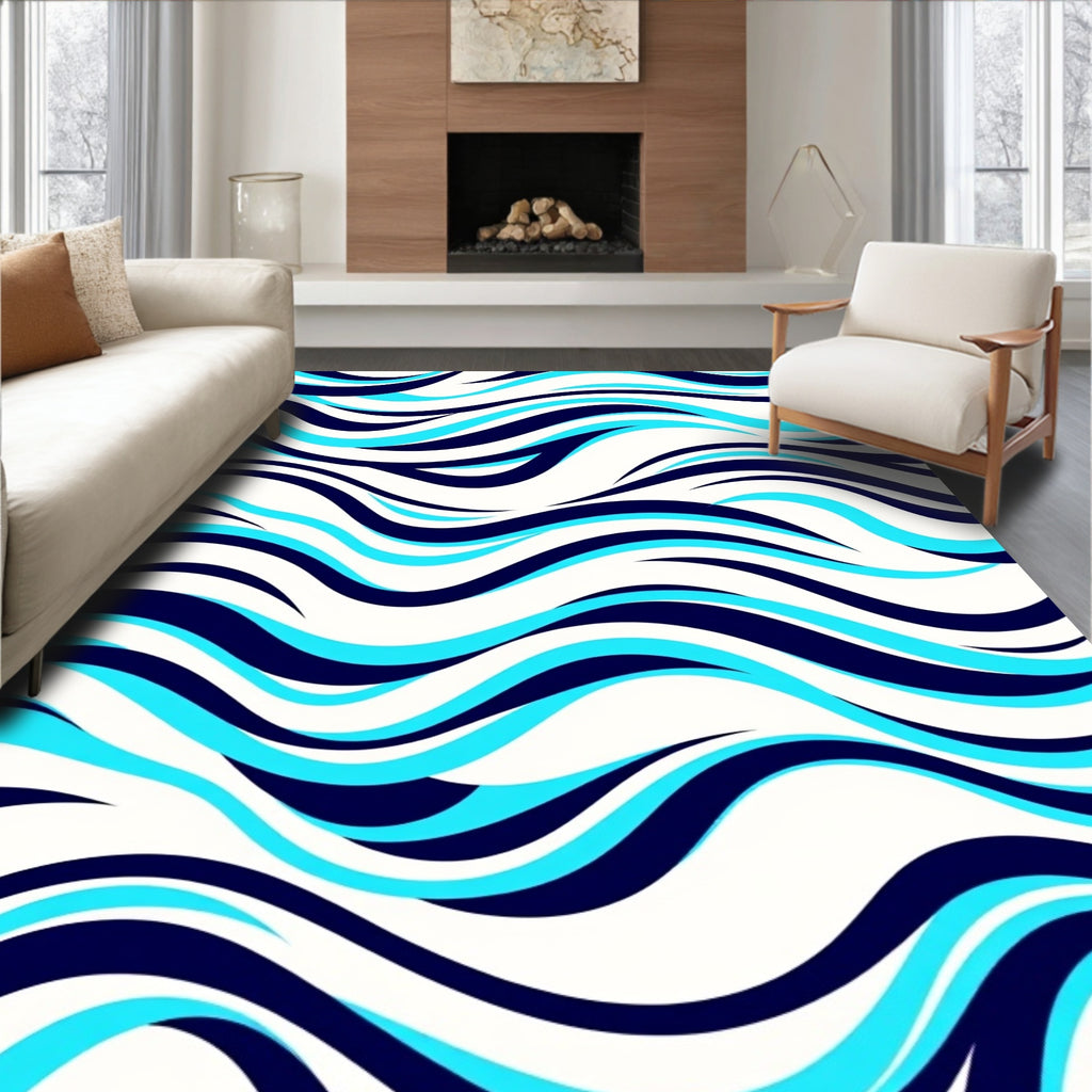 Flowing Waves Patterned Rug