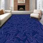 Delicate Blue Floral Line Art Rug