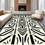 Bold Tribal Shapes Black Ivory Rug