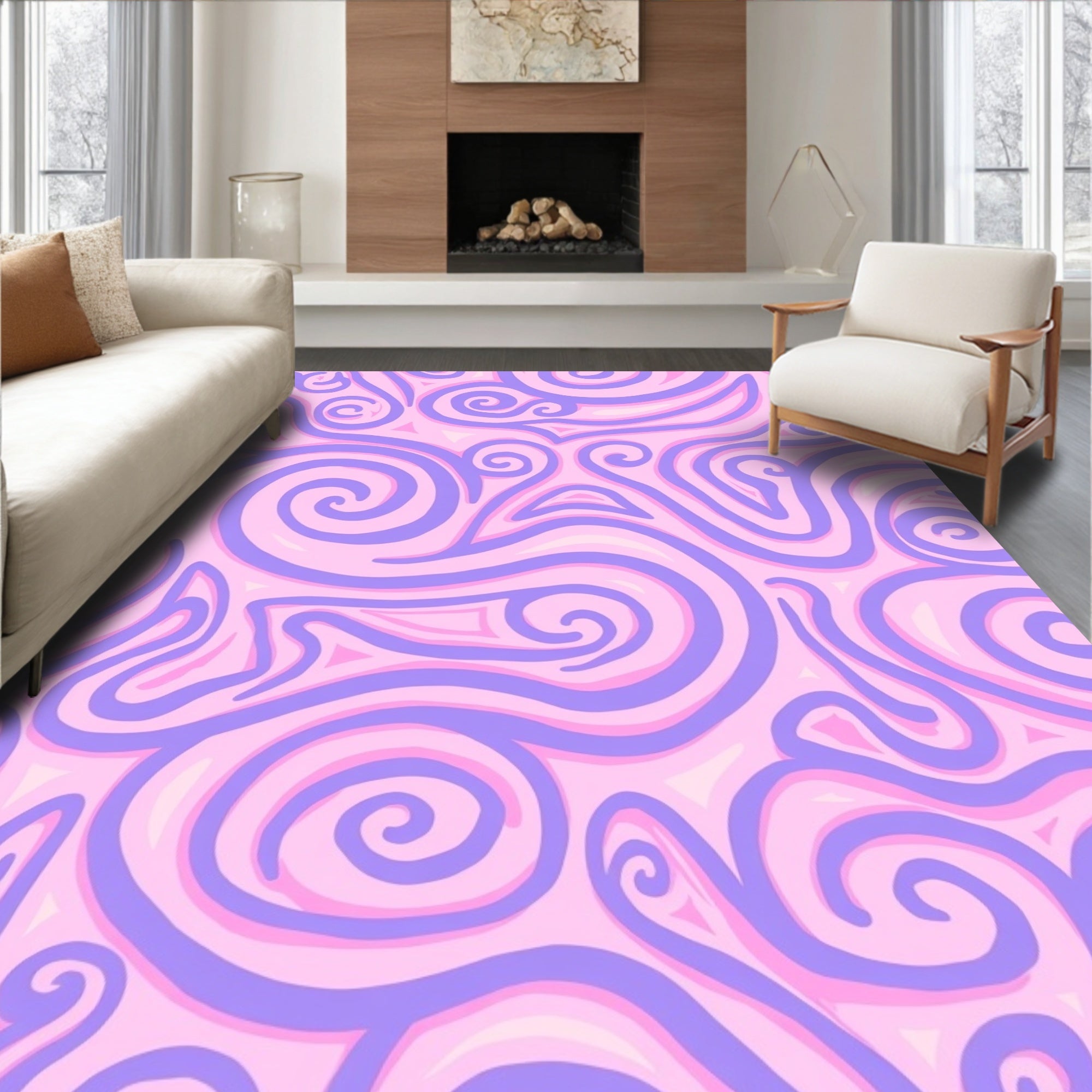 Sweet Swirls Lavender Pink Harmony Rug