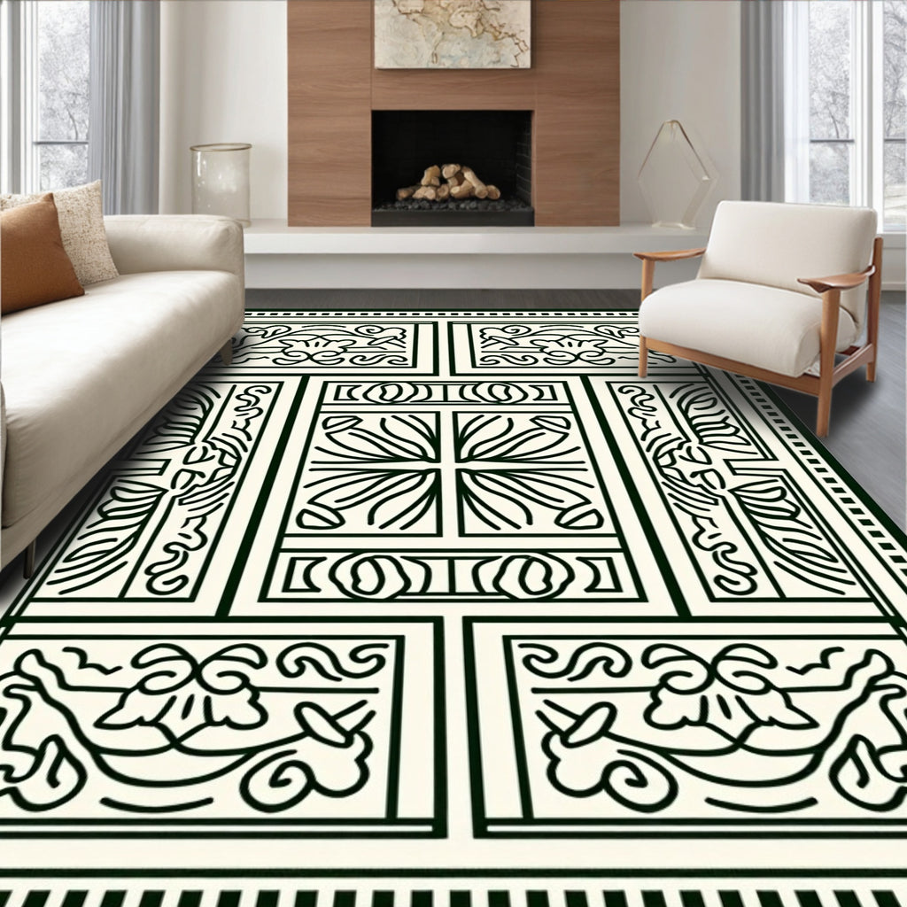 Classic Scrollwork Geometric Pattern Rug