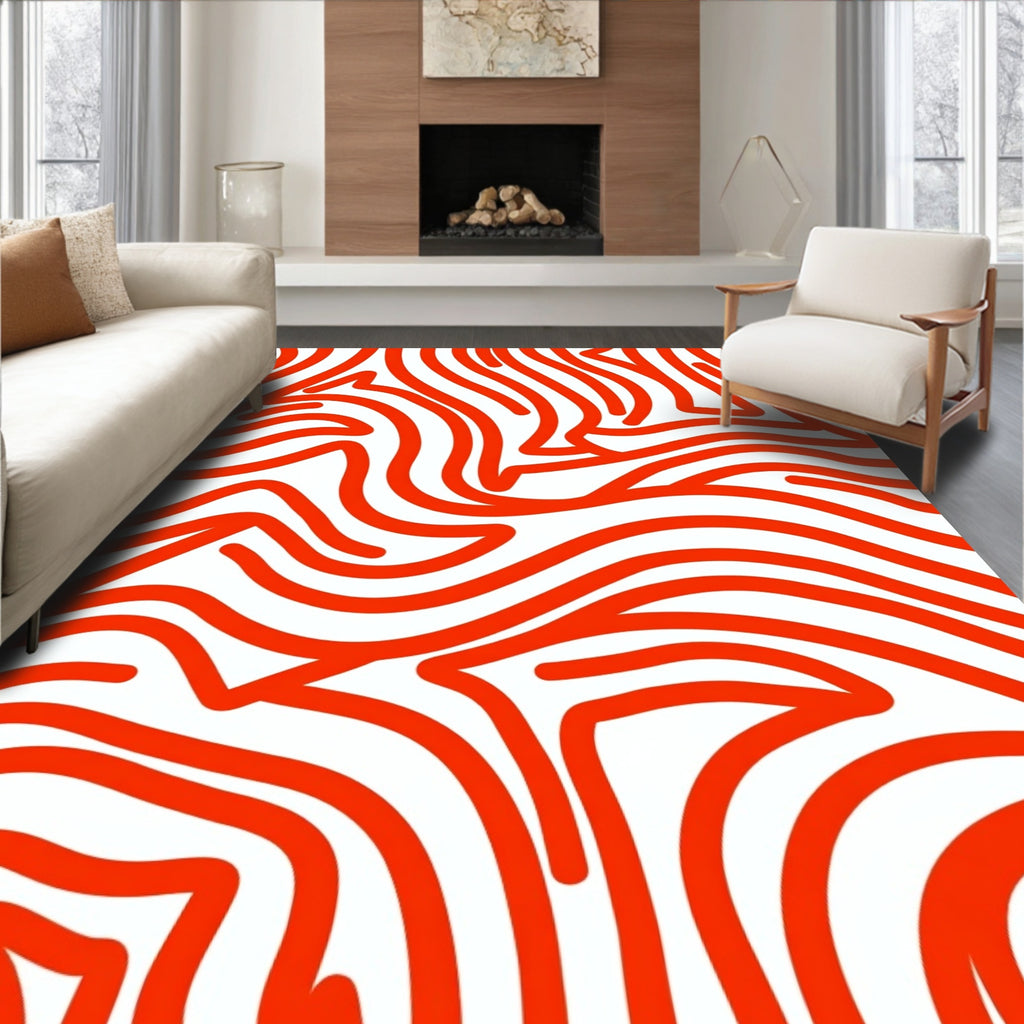 Bold Orange Abstract Lines Rug