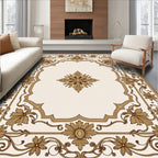 Ornamental Floral Medallion Border Rug