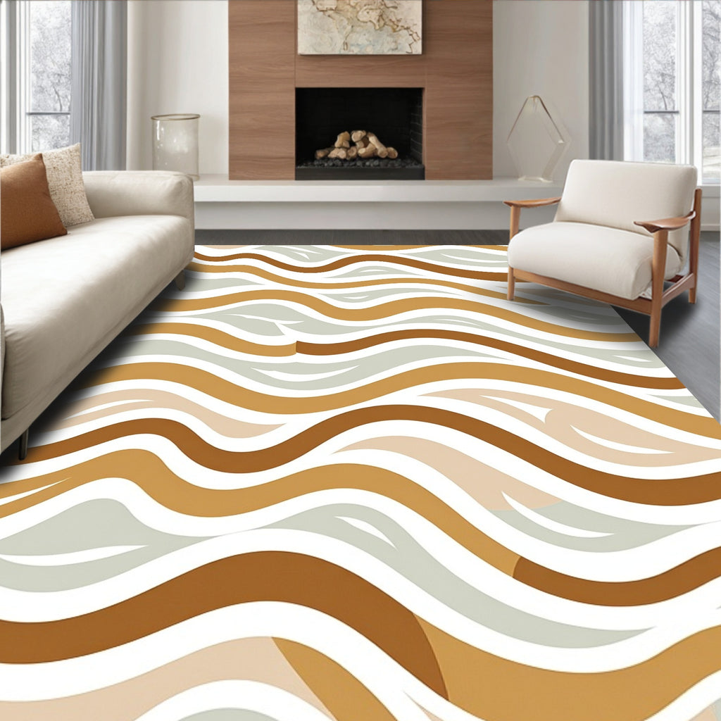 Abstract Wavy Stripes Pattern Rug
