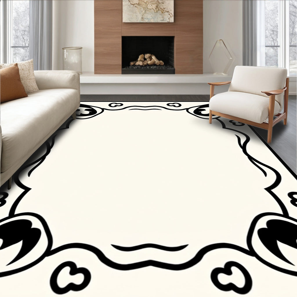 Whimsical Faces Swirling Border Rug