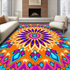 Vibrant Mandala With Abstract Blooms Rug