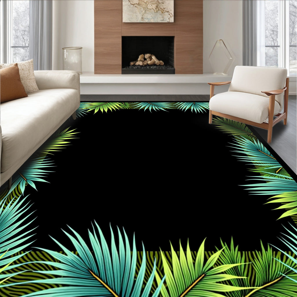 Tropical Leaf Border Design Rug