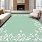 Elegant White Floral Border Design Rug