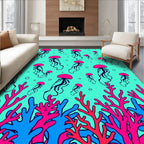 Pink Jellyfish Coral Pattern Design Rug