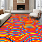 Vibrant Wavy Multi-Color Pattern Rug