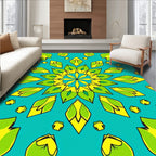 Citrine Emerald Floral Mandala Rug