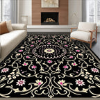 Intricate Black Floral Mandate Rug