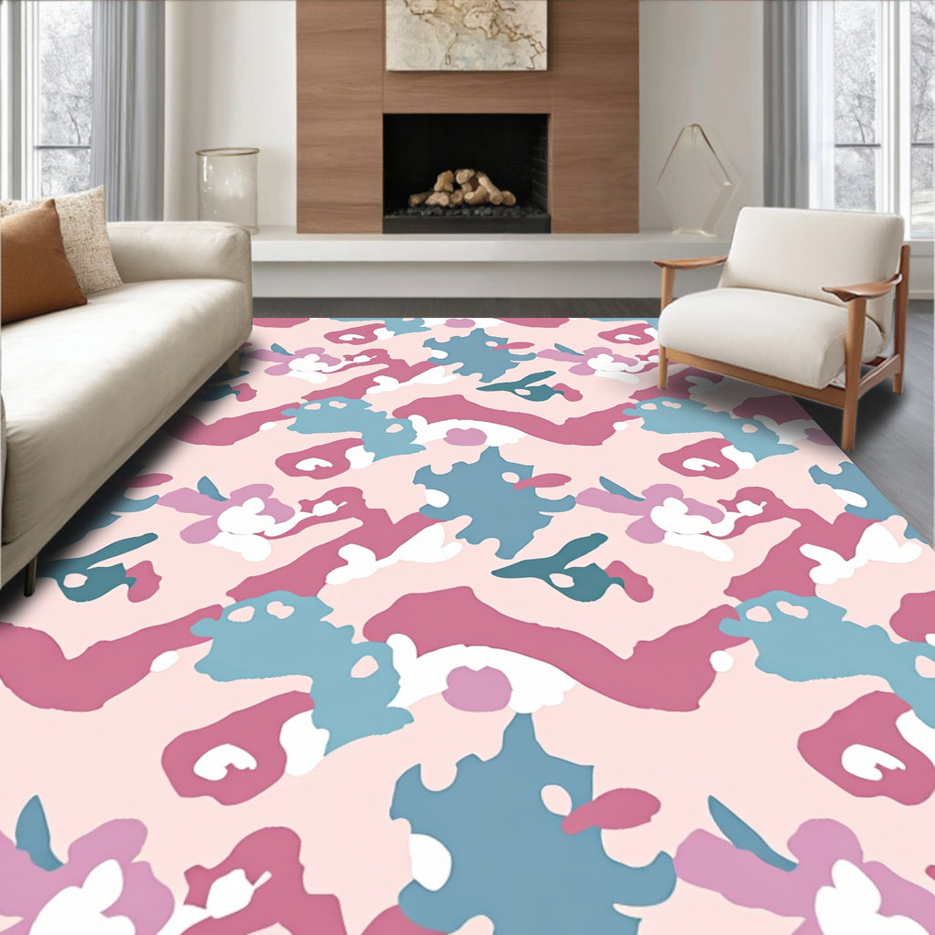 Pink Camouflage Pattern Rug