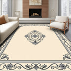 Elegant Gray Floral Scroll Medallion Rug