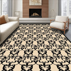 Ornate Black Scrollwork Pattern Rug