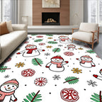 Christmas Snowman Pine Sprig Garland Rug