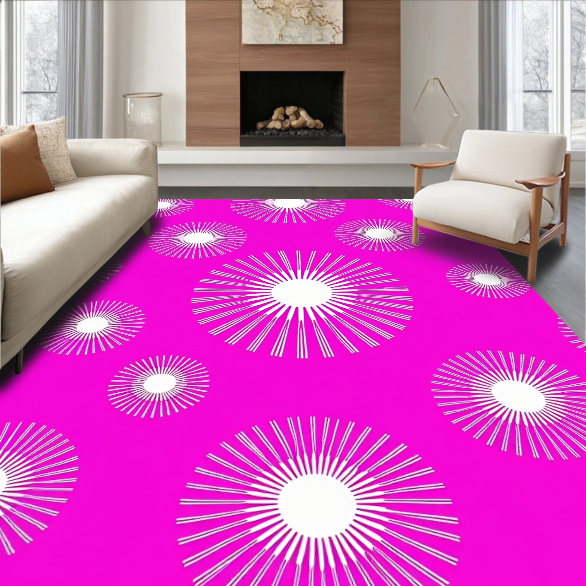 Radiant Sunburst Pattern Design Rug