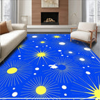 Radiant Sunburst Geometric Blue Gold Rug