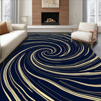 Navy Swirl Abstract Line Design Rug