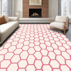 Pink Geometric Honeycomb Design Rug