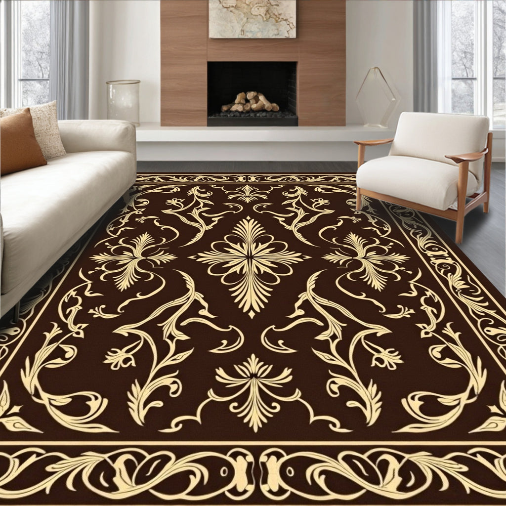 Ornate Floral Border With Subtle Accents Rug