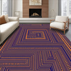 Bold Orange Navy Geometric Maze Rug