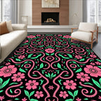 Vibrant Snake Floral Pattern Design Rug