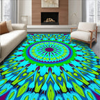 Vibrant Radial Abstract Floral Design Rug