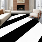 Bold Black White Diagonal Stripes Rug