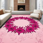 Bright Pink Rose Blossom Garland Rug