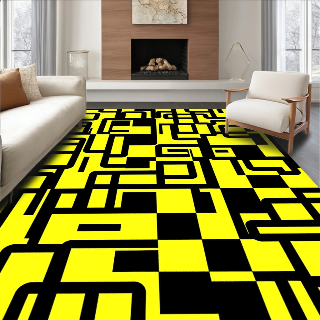 Bold Geometric Maze Pattern Rug