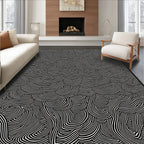 Black White Abstract Line Design Rug