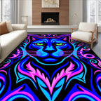 Vibrant Neon Panther With Swirls Rug