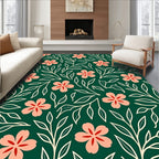 Coral Floral Botanical Design Rug