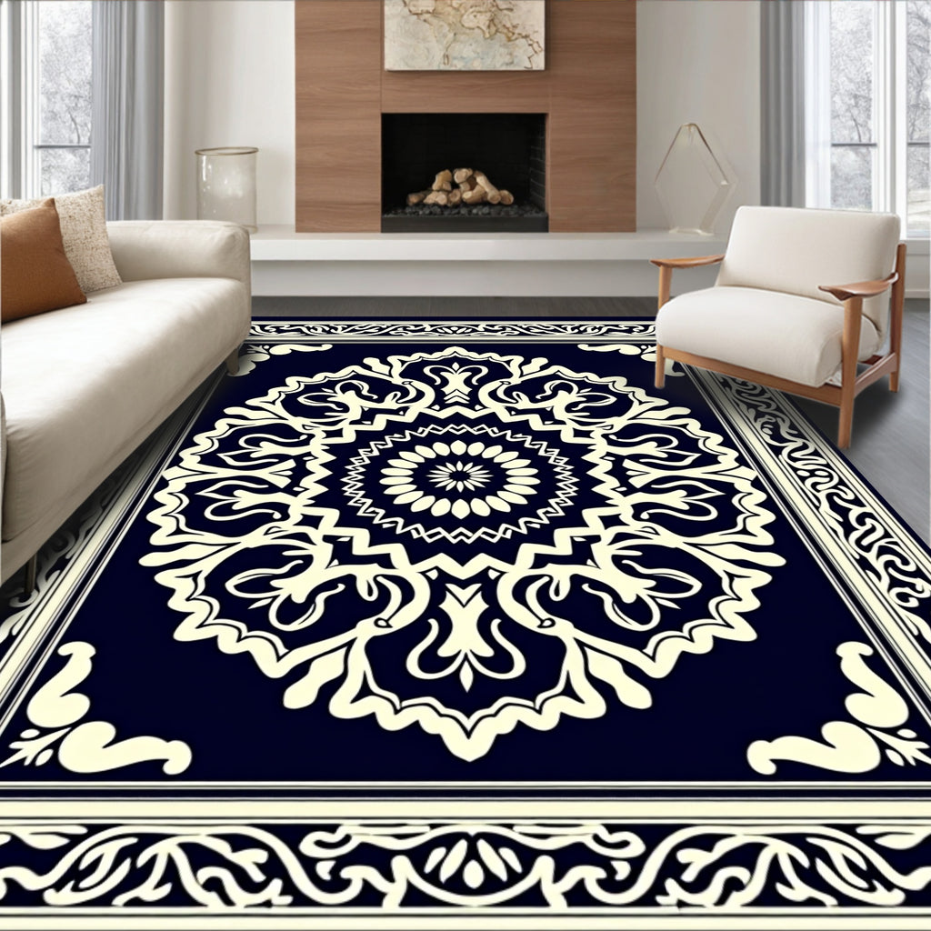 Classic Mandala Floral Ivory Design Rug