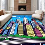 Colorful Metropolis Skyscraper Skyline Rug