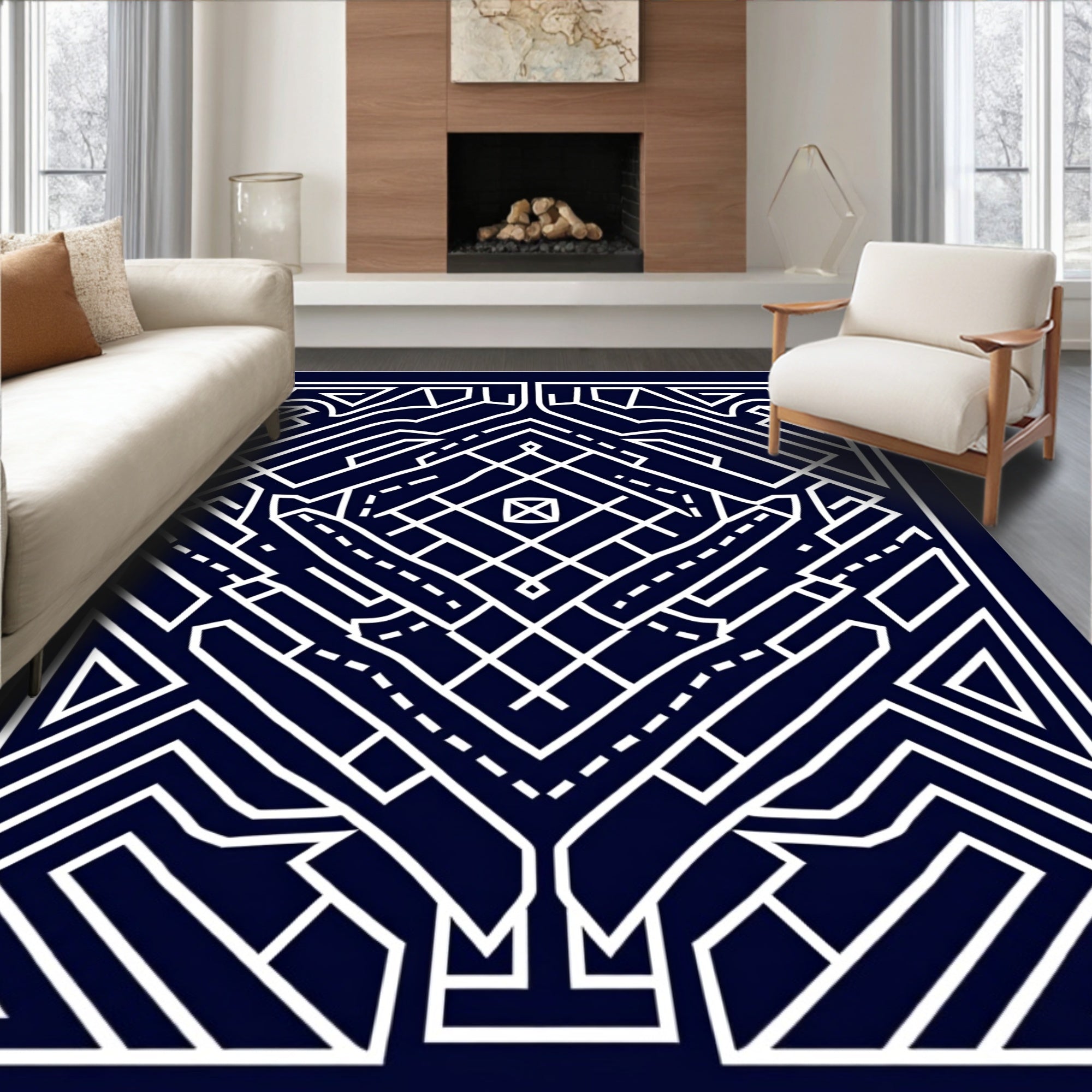 Bold Geometric Abstract Pattern Design Rug