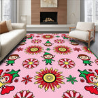 Whimsical Pink Elf Floral Collage Rug