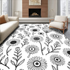 Simple Floral Outline Line Art Rug