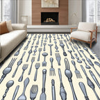 Silver Culinary Utensil Repeat Rug