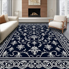 Damask Floral Border Design Rug