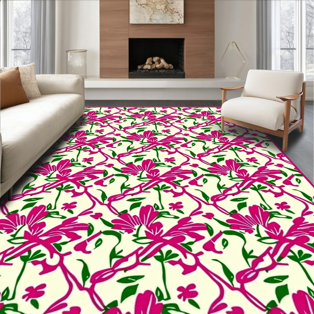 Vibrant Orchid Vine Pattern Rug