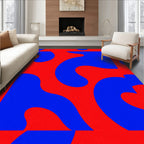 Abstract Blob Red Blue Pattern Rug