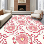 Pink Floral Swirl Pattern Rug