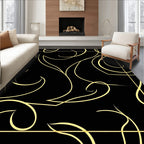 Abstract Swirl Gold Black Design Rug
