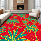 Vibrant Tropical Leaf Pattern Rug