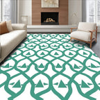 Teal Geometric Interlocking Triangle Pattern Rug