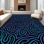 Abstract Swirling Neon Lines Rug