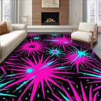 Vibrant Neon Starburst Explosion Rug