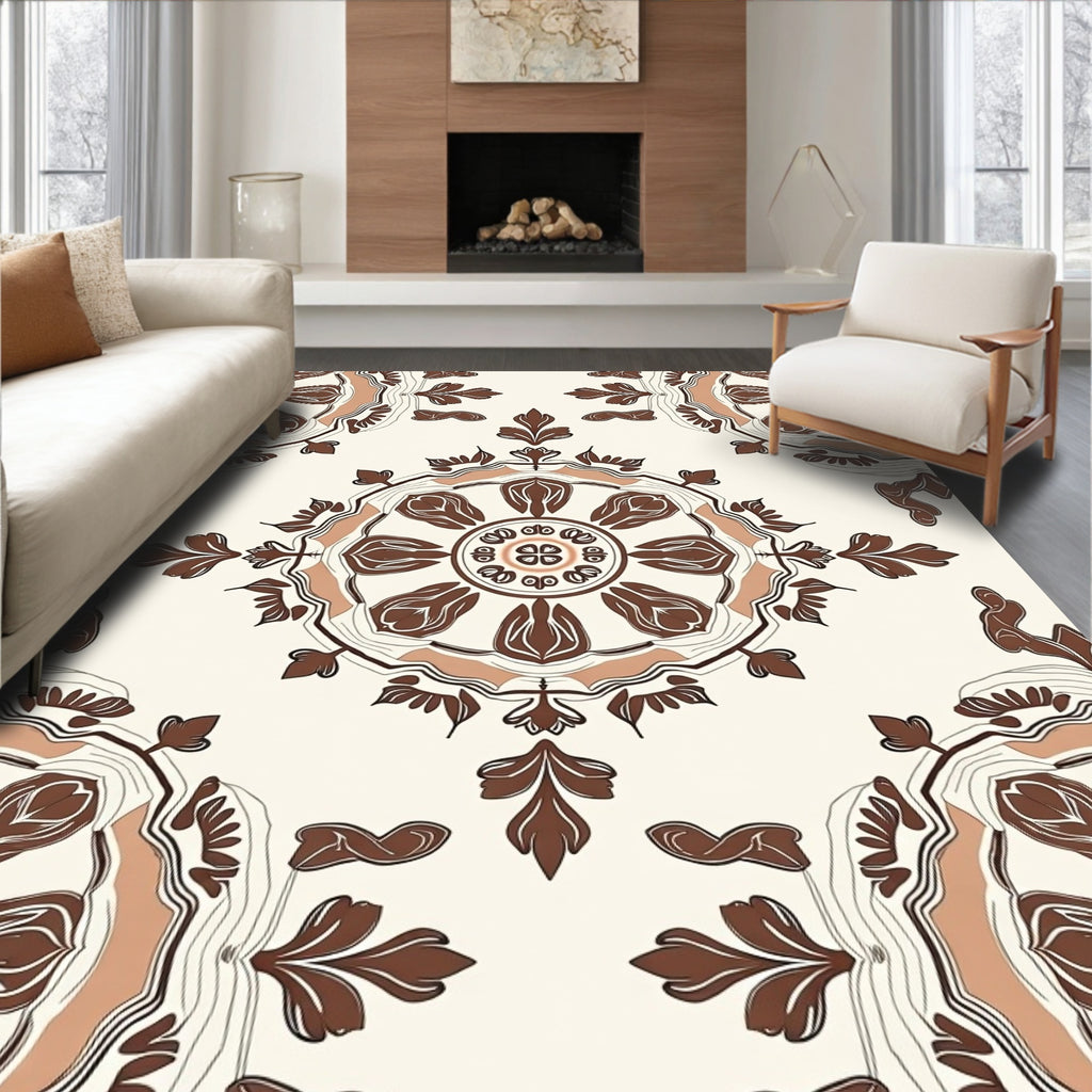 Chic Floral Medallion Pattern Rug